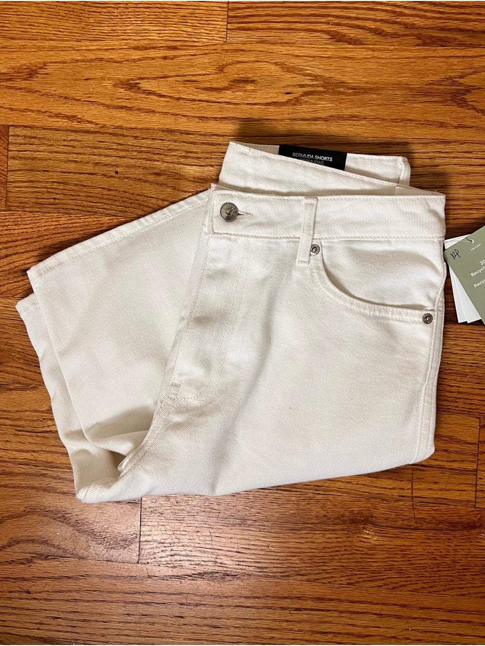 H&M Cream Denim Bermuda Shorts - Clean Classic Style NWT